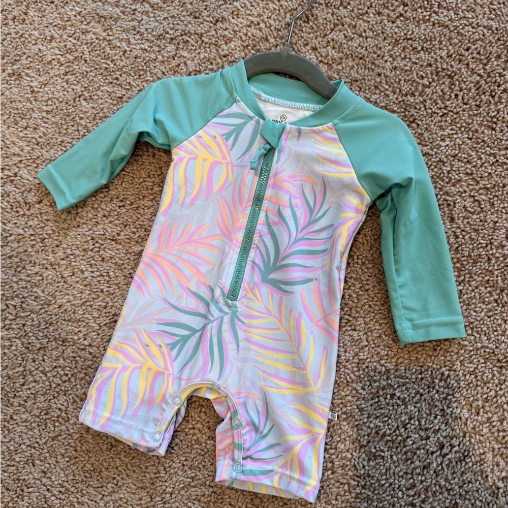 Caden Lane Kids Swim Rashguard in Pink and Green